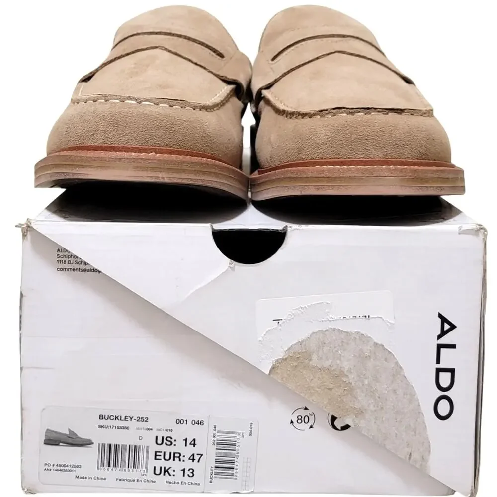 ALDO Men Buckley Slip On Penny Loafers Size US 14 Taupe Brown Suede